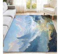 Tapis de Salon 160 x 230 cm,Tapis Flanelle Ultra Doux Lavable, Antidérapant Poils Courts, Vert Fantaisie Vallée Illustration pour Salon Chambre Enfant