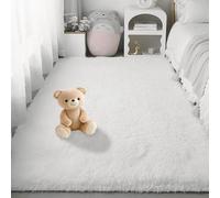 Tapis de Salon 170 x 240 cm Lavable Soft Fluffy Area Rugs Tapis Lavable, Antidérapant, Extra Large, Pelucheux et Moderne, pour Salon Chambre Filles Enfants, Blanc