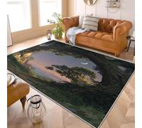 Tapis de Salon 180x240 cm Lavable Antidérapant Poils Ras Moquette Chambre RéAliste Ciel éToilé Arbre GéAnt Grand Tapis Douce Intérieur pour Chambre D'enfant ou Adulte, Entretien Facile, Vert
