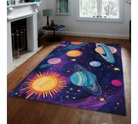 Tapis de Salon 180x240 Tapis Dessin animé planète Lavable Surface Galaxy Ciel étoilé Douceur Poil Bas Sol intérieur résistant Taches Moquette Fin pour Chambre Salle Manger Bureau Domicile