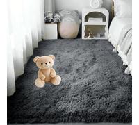 Tapis de Salon 190 x 250 cm Lavable Soft Fluffy Area Rugs Tapis Lavable, Antidérapant, Extra Large, Pelucheux et Moderne, pour Salon Chambre Filles Enfants, Gris Foncé