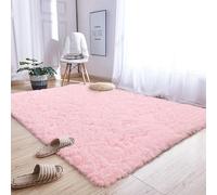 Tapis de Salon 190 x 280 cm Moderne, Poils Longs, Antidérapant, Super Doux Tapis Doux Salon Dessous Antidérapant, Décoration Intérieure pour Chambre Filles Enfants, Rose