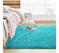 Tapis de Salon 190 x 280 cm Moderne, Poils Longs, Antidérapant, Super Doux Tapis Doux Salon Dessous Antidérapant, Décoration Intérieure pour Chambre Filles Enfants, Bleu Ciel