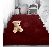 Tapis de Salon 200 x 240 cm Lavable Soft Fluffy Area Rugs Tapis Lavable, Antidérapant, Extra Large, Pelucheux et Moderne, pour Salon Chambre Filles Enfants, Vin Rouge