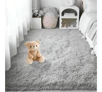 Tapis de Salon 220 x 250 cm Lavable Soft Fluffy Area Rugs Tapis Lavable, Antidérapant, Extra Large, Pelucheux et Moderne, pour Salon Chambre Filles Enfants, Gris Clair
