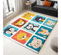 Tapis de Salon 50 x 80 cm,Tapis Flanelle Ultra Doux Lavable, Antidérapant Poils Courts, Multicolore Avatars de Chats de Dessin animé Mignons pour Salon Chambre Enfant