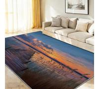 Tapis de Salon 50 x 80 cm,Tapis Flanelle Ultra Doux Lavable, Antidérapant Poils Courts, Multicolore Nature Littoral Paysage pour Salon Chambre Enfant