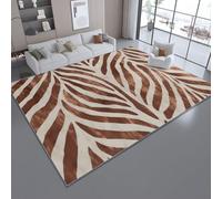 Tapis de Salon 60 x 110 cm Lavable Imprimé Bohème Imprimé Zèbre Texture Thème, Antidérapant Flanelle Poils Ras Tapis pour Salle à Manger Chambre d'enfant - Brun