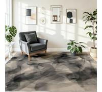 Tapis de Salon 60 x 90 cm Abstrait Simple Imprimé Noir Gris | Tapis de Décoration Texture Encre Tache avec Antidérapant pour Salon Chambre