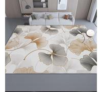 Tapis de Salon 60 x 90 cm - Couleur Claire à Poils Courts Ultra Doux, Motif Romantique Minimaliste Feuilles de Ginkgo, Antidérapant et Lavable, Idéal pour Couloir Chambre Séjour
