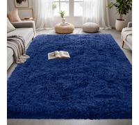 Tapis de Salon 70 x 140 cm Super Doux, Shaggy, Moelleux, Antidérapant Tapis à Poils Longs Dessous Antidérapant, Décoration Intérieure pour Salon Chambre Filles Enfants, Bleu Foncé