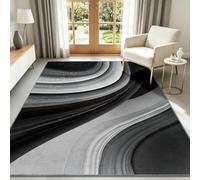 Tapis de Salon 80 x 150 cm Bande Ondulation Courbe, Tapis Vague Minimaliste Antidérapant et Lavable en Machine, Paillasson Interieur Entree à Poil Ras Moquette pour Chambre Bureau Cuisine