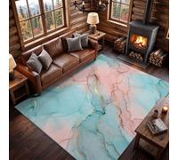 Tapis de Salon 80 x 150 cm Imprimé Abstrait Luxe Léger | Motif Encre Alcool Marbre Fluide, Tapis Doux Poils Courts Lavable Antidérapant pour Salle à Manger Bureau chambre d'enfant