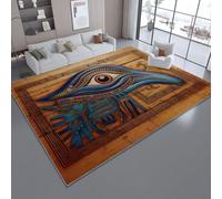 Tapis de Salon 80 x 150 cm, Mystique Style égyptien Antique Œil d'Horus Motif, Beige Marron Doux Tapis, Durable éCologiqu Lavable en Machine Acile à Nettoyer Moquette de Surface pour Chevet Maison
