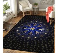 Tapis de salon 80x160cm Viking Boussole Totem Noeud celtique Flanell Tapis avec dos en caoutchouc antidérapant Carpettes Tapis de canapé Paillasson Décoration Maison Chambre Épaisseur: 0,8cm