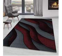Tapis de salon à poil ras SIMPEX - RICA design - Motif 3-D vague - Rouge 140 x 200 cm