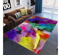 Tapis de Salon à Poils Courts au Toucher Doux de très Grande Taille Plumes Teintes colorées 160*200CM (5'3''x6'6'')
