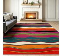Tapis de Salon à Poils Courts Céleste, Doré Noir Antidérapant | Tapis Planètes Tarot Vintage, 160 × 230 Adapté à L'Aspirateur pour Chambre à Coucher Bureau Décoration