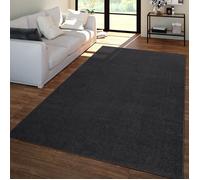 TT Home Salon Tapis Poils Ras Design Uni Moderne Et Intemporel, Couleur: Gris Noir, Dimension:240x340 cm
