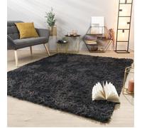 Tapis de salon à poils longs doux moderne design uni Anthracite Rectangulaire 80 cm x 150 cm x 37 mm