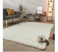 Tapis de salon à poils longs doux moderne design uni Rectangulaire Weiß 80 cm x 150 cm x 37 mm