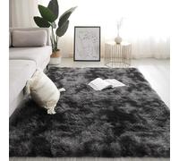 Tapis de Salon à Poils Longs Lavable en Machine, Tapis de Chevet de Chambre en Peluche, antidérapant et résistant à l'usure, Pas de décoloration, Pas de Peluches, Riche et Tie-Dye Dark Gray 60×160cm