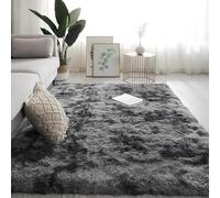 Tapis de Salon à Poils Longs Lavable en Machine, Tapis de Chevet de Chambre en Peluche, antidérapant et résistant à l'usure, Pas de décoloration, Pas de Peluches, Riche et Tie-Dye Smoky Gray 60×160cm
