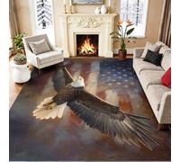 Tapis de Salon Aigle Rétro Animal Marron Drapeau 60 x 110 cm, Brun Imprimé Tapis, Lavable en Machine, Antidérapant à Poils Courts pour Chambre et Séjour, Design Moderne