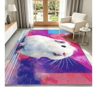 Tapis de Salon Animaux Pop Art Poils Courts Moquette Cochon Inde Blanc - Tapis Doux Moelleux 140 x 200 cm, Antidérapant Chambre à Coucher Moquette, Ne Perd Pas Ses Poils