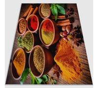 Tapis de Salon antidérapant 140 x 200 cm, Tapis en Flanelle brossé Doux Moderne Photographie Plantes Épices Conception d'impression Convient pour la Chambre la Salle à Manger et Le Bureau Couleur
