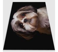 Tapis de Salon antidérapant 160 x 230 cm, Tapis en Flanelle brossé Doux Réaliste Photographie Animalière Mignon Chien Conception d'impression Convient pour la Chambre la Salle à Manger Noir