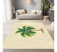 Tapis de Salon antidérapant 160 x 230 cm, Tapis en Flanelle brossé Doux Simple Élégant Tropical Plantes Palmiers Conception d'impression Convient pour la Chambre la Salle à Manger et Le Bureau Vert