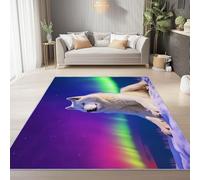 Tapis de Salon antidérapant 60 x 110 cm, Tapis en Flanelle brossé Doux Photographie Nature Neige Animaux Loups Conception d'impression Convient pour la Chambre la Salle à Manger et Le Bureau Couleur