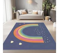 Tapis de Salon antidérapant 80 x 150 cm, Tapis en Flanelle brossé Doux Simple Cœurs Arches Rayures Étoiles Conception d'impression Convient pour la Chambre la Salle à Manger et Le Bureau Couleur