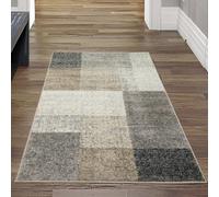 Teppich-Traum Tapis de Salon avec Carré Abstrait | Facile d'entretien | Gris Beige Größe 140x200 cm