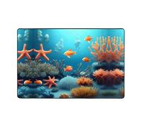 Tapis de salon avec motif poissons corail 183 x 121,9 cm pour table basse/chevet/bureau/balcon