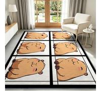 Tapis de Salon Bande Dessinée Minimaliste Poils Courts Moquette Capybara Boîte Dessin Animé - Tapis Doux Moelleux 120 x 170 cm, Antidérapant Chambre à Coucher Moquette, Ne Perd Pas Ses Poils