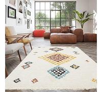 BALTA Tapis de Salon Berbère, Tapis Shaggy Style Ethnique pour Le Salon - la Chambre, Doux et Confortable, Facile d'entretien, Polypropylène épaisseur 30 mm, 160 x 230 cm, Crème - Multicolore