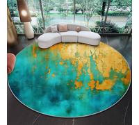 Tapis de Salon Bleu Ronde 150 cm, Tapis de Chambre Poil Court, Antidérapant Paillasson avec Motif Abstrait Aquarelle Dégradé pour Décoration de Noël Maison Vacances Fête