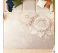 Tapis de Salon Bohème, 120 x 160 cm Tapis Doux et Épais, Lavable et Antidérapant, Décoratif Délicat Rêveur Motif Mandala pour Salon ou Chambre, Beige Blanc Poil Court Doux Léger Antidérapant