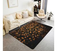 Tapis de salon carrés patchwork 100 x 150 cm Jeux vidéo Dessin animé Gamepad Chambre Tapis pour enfants Adolescents Contrôle géométrique moderne Noir Orange Tapis d'intérieur Décoration de la maison