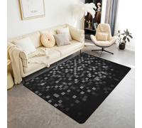 Tapis de salon carrés patchwork 100 x 150 cm Jeux vidéo Dessin animé Gamepad Chambre Tapis pour enfants Adolescents Géométrique Moderne Check Noir Gris Tapis d'intérieur Décoration de la maison