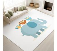 Tapis de Salon Cartoon Amusant À Poils Courts Chaleureux Doux Apaisant Animaux Éléphant Oiseaux - Tapis Doux Moelleux 50 x 80 cm, Antidérapant Chambre à Coucher Moquette, Ne Perd Pas Ses Poils