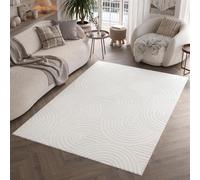 Tapis de salon Chambre à coucher Floral court Blanc cassé Ovale 120 x 170 cm