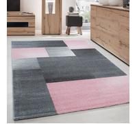 Tapis de salon chambre coucher salle manger poil court design moderne Rose 140 x 200 cm