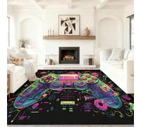 Tapis de Salon Chambre Salle à Manger Adulte Bureau Design Contrôleur De Jeu Abstrait Poil Court Doux Moelleux 80 x 150 cm, Coloré