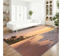 Tapis de Salon Chambre Salle à Manger Adulte Bureau Design Coucher De Soleil Naturel Littoral Poil Court Fin Doux Léger Résistant 160 x 230 cm, Couleur Orange