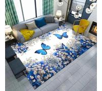Tapis De Salon Chambre Salle À Manger Bureau Entrée Adulte Design Moderne 3D Animaux Papillons Fleurs Poil Court Doux Léger Antidérapant 160 X 230 Cm /3541656838393