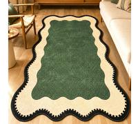 Tapis de salon Chilai Home style rétro avec bordure timbre-poste, tapis vert à motif texturé pour salon, chambre et décoration intérieure, fabriqué en Turquie Apportez une touche d'énergie et de moder