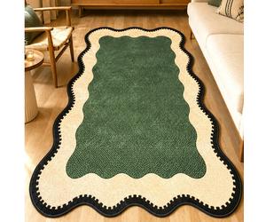 Tapis de salon Chilai Home style rétro avec bordure timbre-poste, tapis vert à motif texturé pour salon, chambre et décoration intérieure, fabriqué en Turquie Apportez une touche d'énergie et de moder